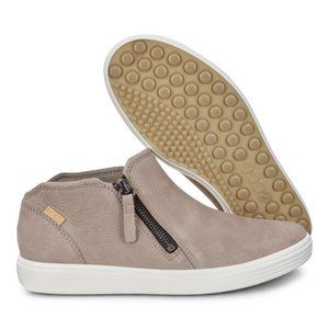 ECCO Women's Soft 7 Low Side Zip Bootie Sneaker Warm Grey Powder Size 37 (6-6.5)
